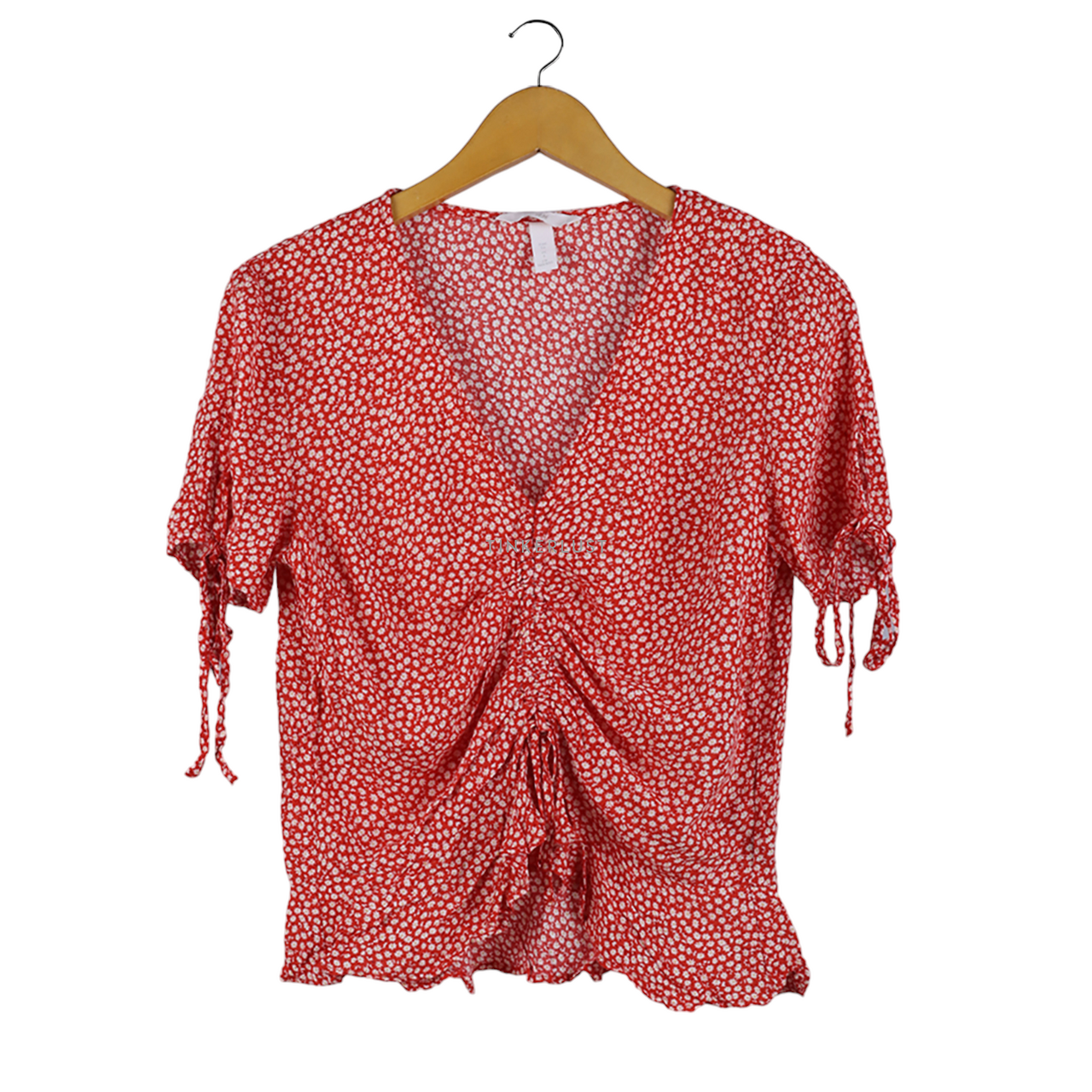 pakaian atasan blouse H M Red Floral Blouse Tinkerlust